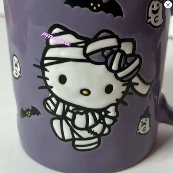 HELLO KITTY HALLOWEEN COFFEE MUG MUMMY GHOSTS & BATS PURPLE BRAND NEW SET OF 2 - Picture 4 of 6